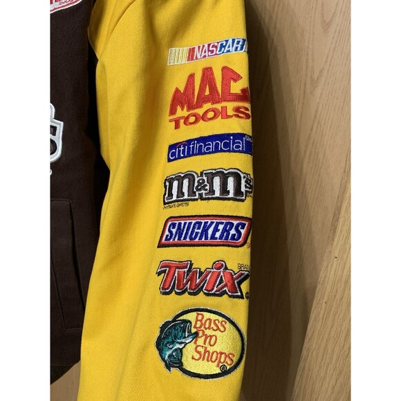 Vintage Chase Authentics M&M Varsity Jacket Men size Med brown yellow NASCAR - Picture 6 of 16